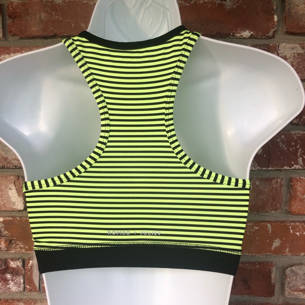 Romeo and Juliet black/lime green sports bra sz XS - Picture 5 of 9